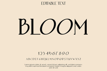 Elegant bloom typography with numbers and placeholder text on a soft background