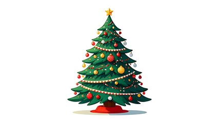 Obraz premium Festive Christmas Tree with Ornaments and Star Decoration