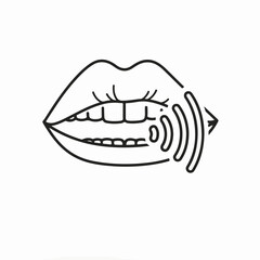 Obraz premium Speaking lips on white background showcase communication. Speaking lips concept with open mouth and sound waves illustrate expression.