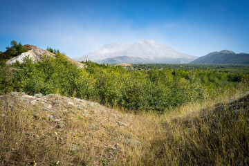 Mount St. Helens National Park in Washington State on a day of high winds blowing ash into the air causing resuspension and rumors of volcanic activity