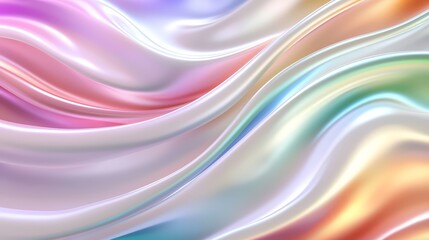 Fototapeta premium Colorful, flowing piece of fabric with a rainbow pattern. The colors are vibrant and the fabric appears to be flowing in a wave-like motion