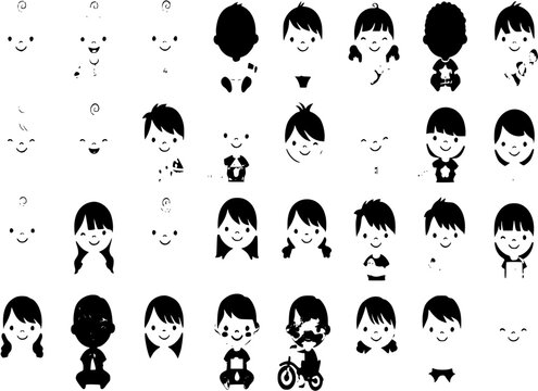 Vector illustration of baby and kids set icons
