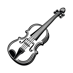 Obraz premium Violin Harmony: A meticulously crafted illustration showcases the elegant form of a classic violin, evoking the timeless beauty of music and the artistry of sound.