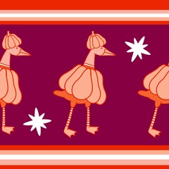 Autumn harvest vegetable seamless monster Halloween duck pumpkins pattern for wrapping paper and fabrics