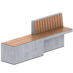 3d render modern concrete bench with transparent background