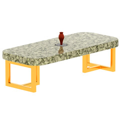 3d render marble coffee table vase with transparent background
