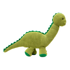 Fototapeta premium Plush long-necked dinosaur in green color made with the amigurumi crochet technique.