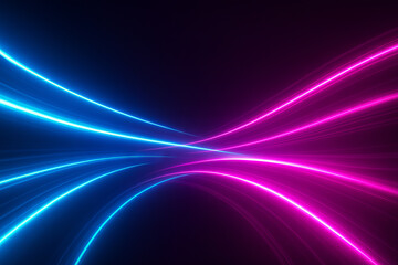 Futuristic neon sabers glowing in blue and pink light trails creating a dynamic and vibrant energy scene with modern aesthetic concepts of technology and innovation