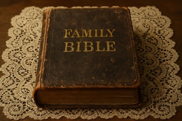 Fototapeta premium Timeless Family Bible: Heirloom of Faith, Heritage and Tradition for Your Genealogy Project and Historical Documents