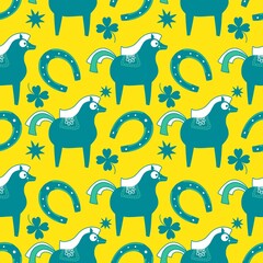 Christmas animals seamless horse pattern for wrapping paper and fabrics