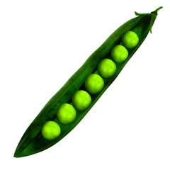 3d render peas pod vegetable food with transparent background