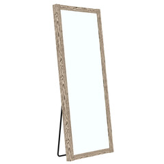 3d render wooden standing mirror with transparent background
