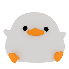 3d render cute cartoon duck white orange with transparent background