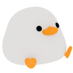 3d render cute cartoon duck white orange with transparent background