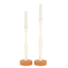 3d render candle holders elegant decorative set with transparent background