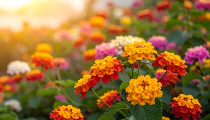 Colorful Flowers at Sunset