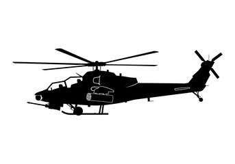 Military Helicopter Silhouette Powerful Attack Chopper Vector Illustration