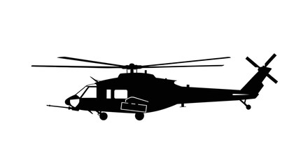Silhouette of a Helicopter Aviation, Technology and Transportation