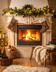 Cozy Christmas fireplace scene