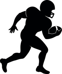 Silhouette of American Football Player Running with Ball Vector