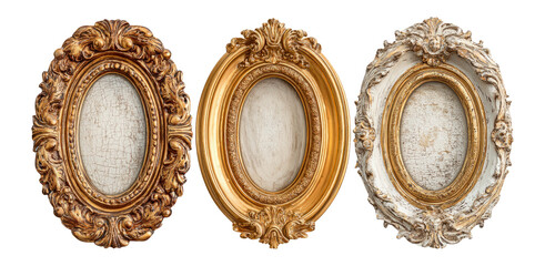 Elegant Vintage Frames Collection with Intricate Designs on Transparent Background