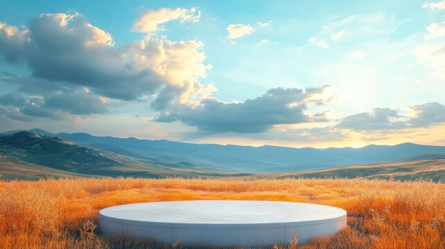 an empty minimalistic podium, stage in nature