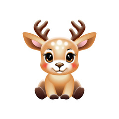 Cute baby reindeer. PNG illustration isolated on transparent background.