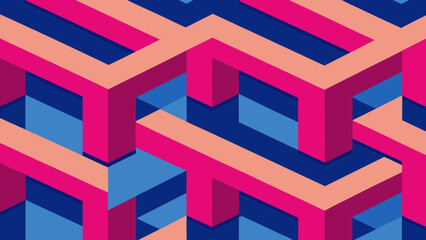 Colorful cubes form an abstract geometric pattern for a futuristic web design