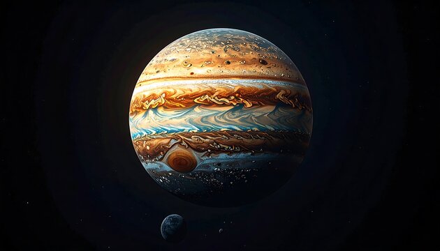 Jupiters Majestic Beauty - A Celestial Wonder in Space. - Powered by Adobe