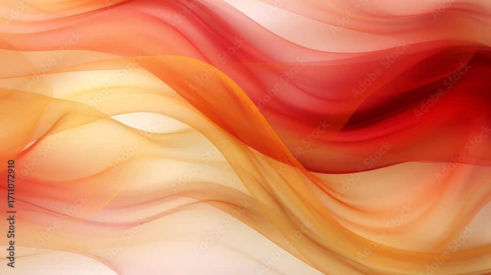 Wall mural red and yellow wave pattern. the colors are bright and vibrant, creating a sense of energy and excit