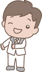 결혼식의 귀여운 신랑 캐릭터 일러스트