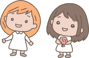 Web결혼식을 축하는 사람들 만화 캐릭터 일러스트 2