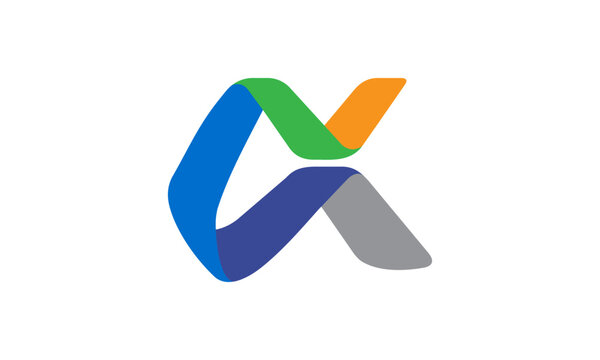 Abstract icon AX typography logo idea, colorful modern logo