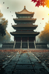 photo-realistic illustration of a Chinese temple