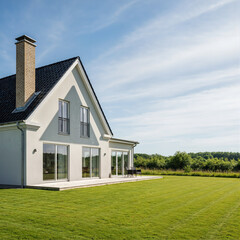 A simple house surrounded by greenery