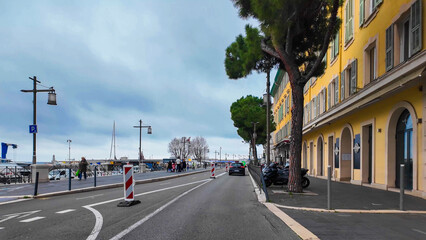 French Riviera. Promenade des Anglais in Nice, Provence-Alpes-Cote d'Azur, France 27 February 2025. 