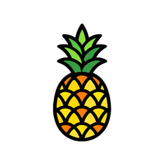Pineapple Sticker with Outline Illustration

