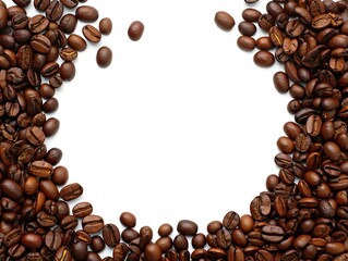 Coffee beans frame isolated on white background