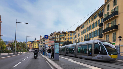 French Riviera. Promenade des Anglais in Nice, Provence-Alpes-Cote d'Azur, France 27 February 2025. 