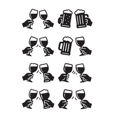 Black and white vector icon set featuring coffee drinks beach travel and summer symbols