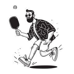 hockey cartoon player running with ball in fun vector illustration