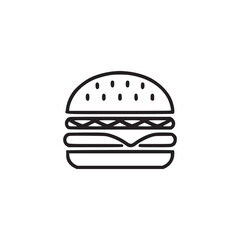 Vector art of burger icon this clean vector illustration features a classic hamburger, perfect for use in fast food designs, restaurant branding, or representing a quick and satisfying meal in a simpl