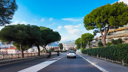 French Riviera. Promenade des Anglais in Nice, Provence-Alpes-Cote d'Azur, France 27 February 2025. 