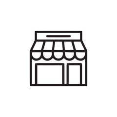 Vector art of store icon a simple line drawing of a shop or market stall, representing commerce, retail, and local business in a clean and modern style for various applications