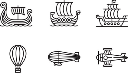Nautical Vessels and Airships A Collection of Vector Illustrations for Maritime and Aviation Themes © MC Creative
