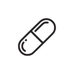 Vector art of minimalist line art illustration of a capsule pill, perfect for medical, pharmaceutical, or healthrelated designs, conveying simplicity and clarity in visual communication