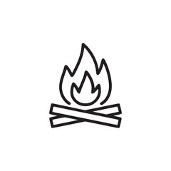 Vector art of simple line drawing of a campfire with flames, ideal for outdoor, camping, or naturethemed designs, conveying warmth and adventure in a clean, minimalist style