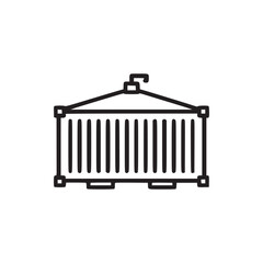 Vector art of shipping container icon this minimalist vector illustration depicts a standard cargo container, rendered in a clean, simple line drawing style, perfect for use in various design projects