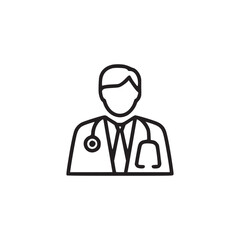 Vector art of doctor icon represents healthcare professional, physician, or medical practitioner suitable for medical websites, health apps, and clinic signage conveys trust, expertise, and care