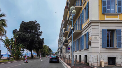 French Riviera. Promenade des Anglais in Nice, Provence-Alpes-Cote d'Azur, France 27 February 2025. 